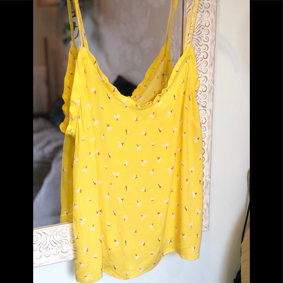 Lush Yellow Floral Tank - Ruffle neckline & underarms - Size S - Picture 2 of 7